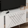 Hanah Home Soporte de TV Blanco y Plata con Diseño de Rombos